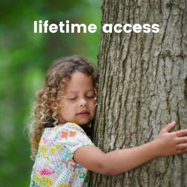 connected kids foundation course lifetime access girl hugging tree - meditation for children