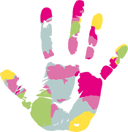 painted hand - connected kids logo - children meditation 