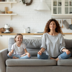 parents meditating with children