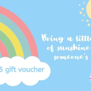 rainbow and cloud promoting gift voucher for connected kids courses