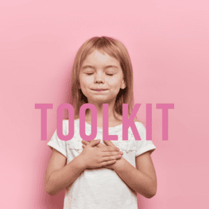 Creative Mindfulness Ideasfor kids and teens girl standing with hands on heart - meditation for kids - par ent mindful toolkit