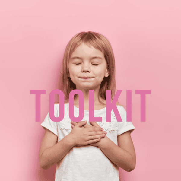 girl standing with hands on heart - meditation for kids - par ent mindful toolkit