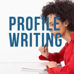 woman writing profile